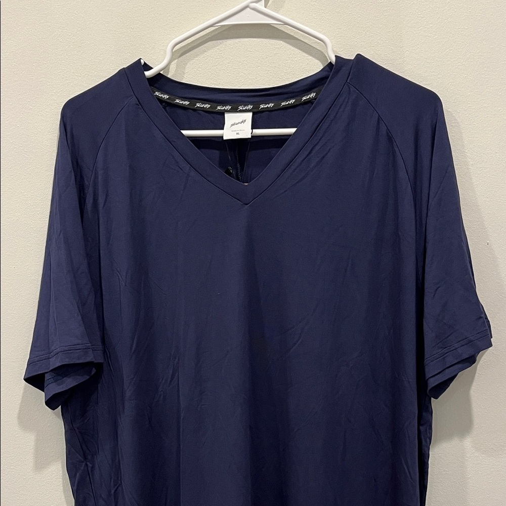 New Slunks: Men's Navy Blue V-Neck Shirt